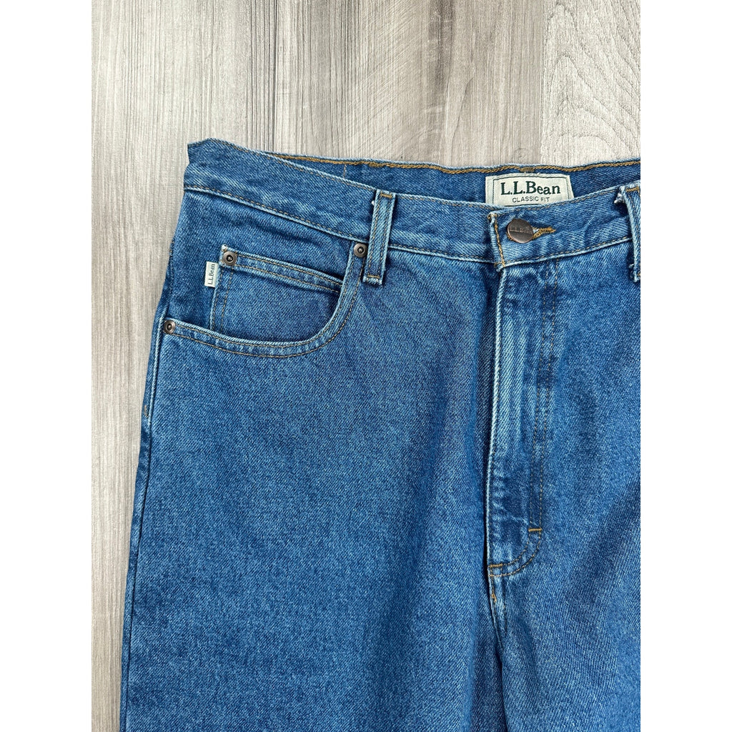L.L. Bean Double L Classic Fit Flannel-Lined Jeans in Blue — Size 34x34 // Preowned