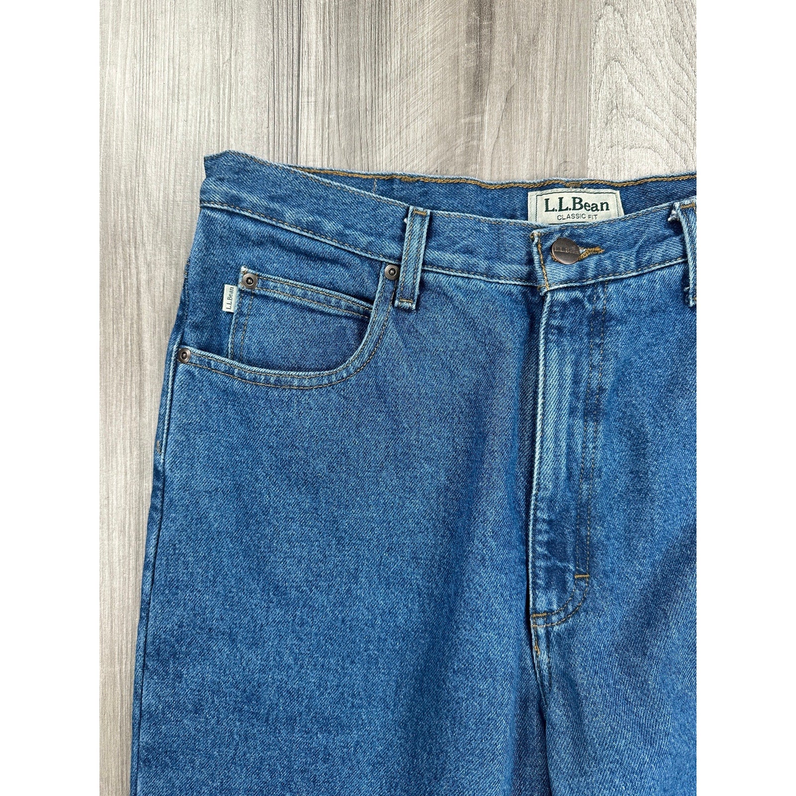 L.L. Bean Double L Classic Fit Flannel-Lined Jeans in Blue — Size 34x34 // Preowned