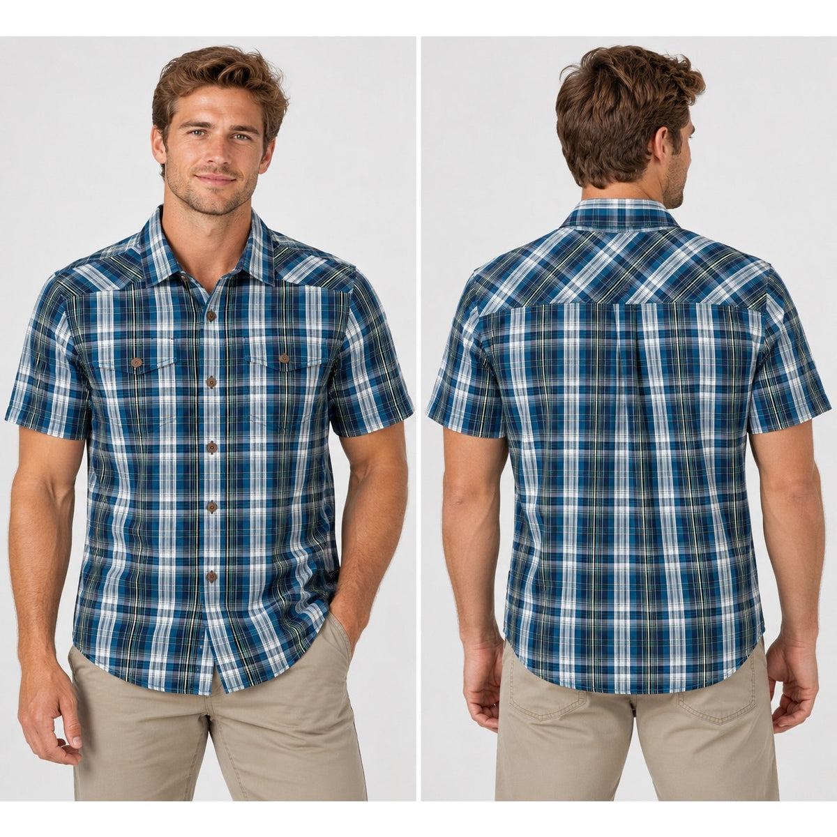 Prana Murdock Slim Fit Plaid Short Sleeve Shirt — Size Medium // Preowned