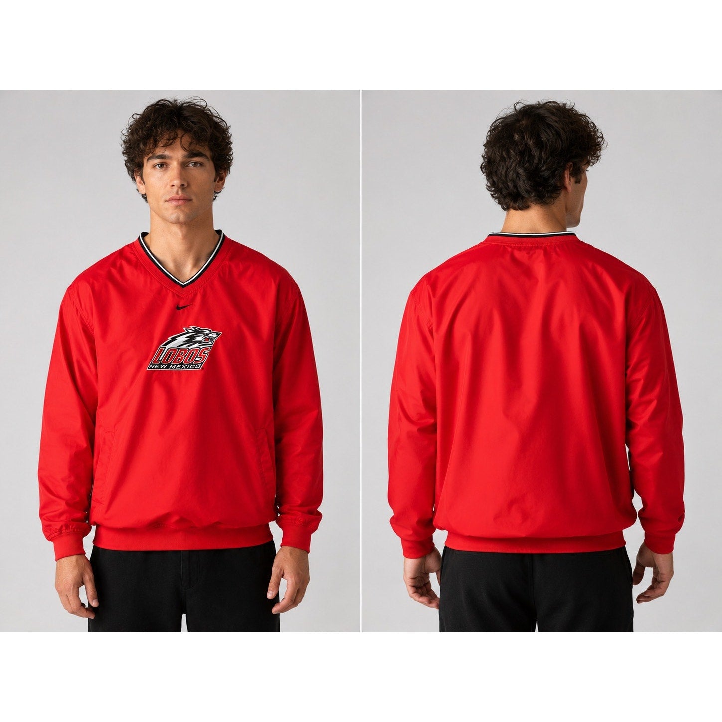 Nike New Mexico Lobos Team V-Neck Pullover Windbreaker in Red — Size XL // Preowned