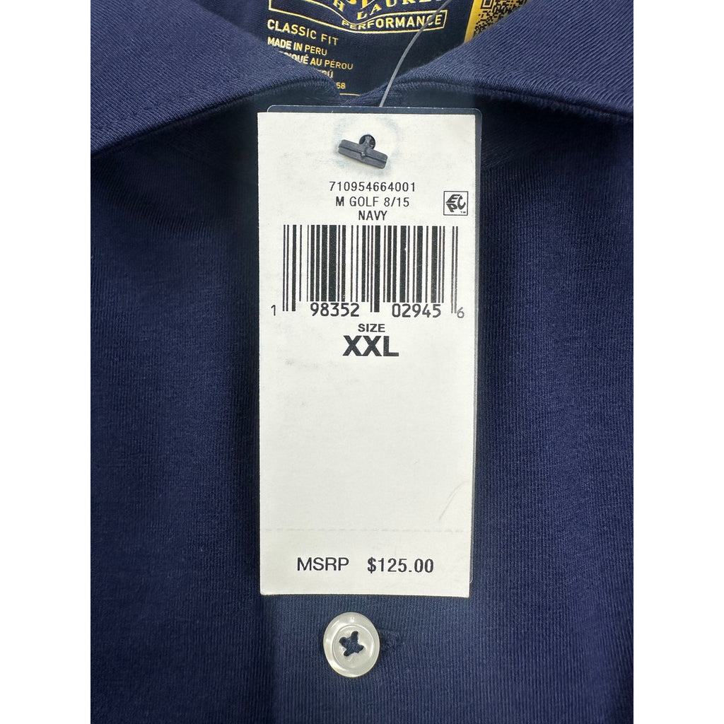 Polo Ralph Lauren Performance Classic Fit Long Sleeve Golf Polo in Navy — Size 2XL