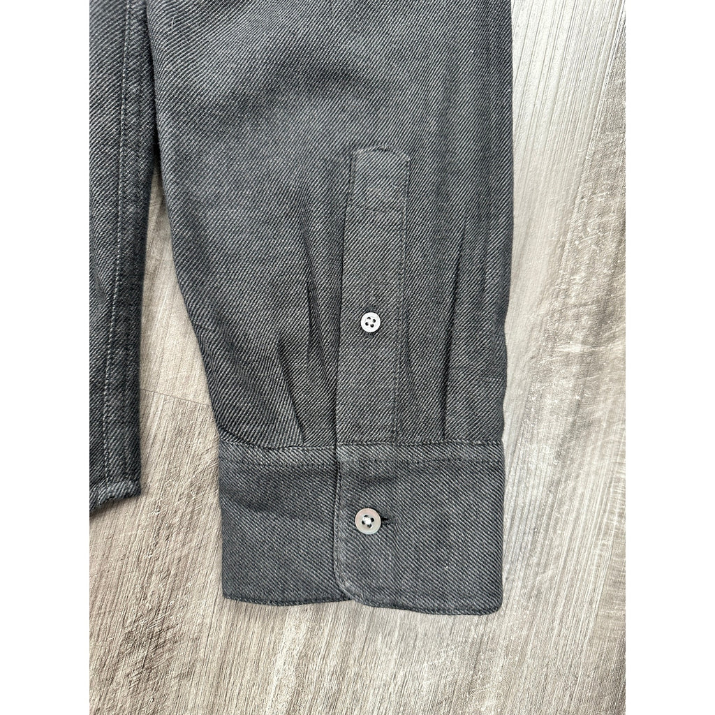 Buck Mason One Pocket Long Sleeve Button Down in Black and Charcoal — Size Large // Preowned