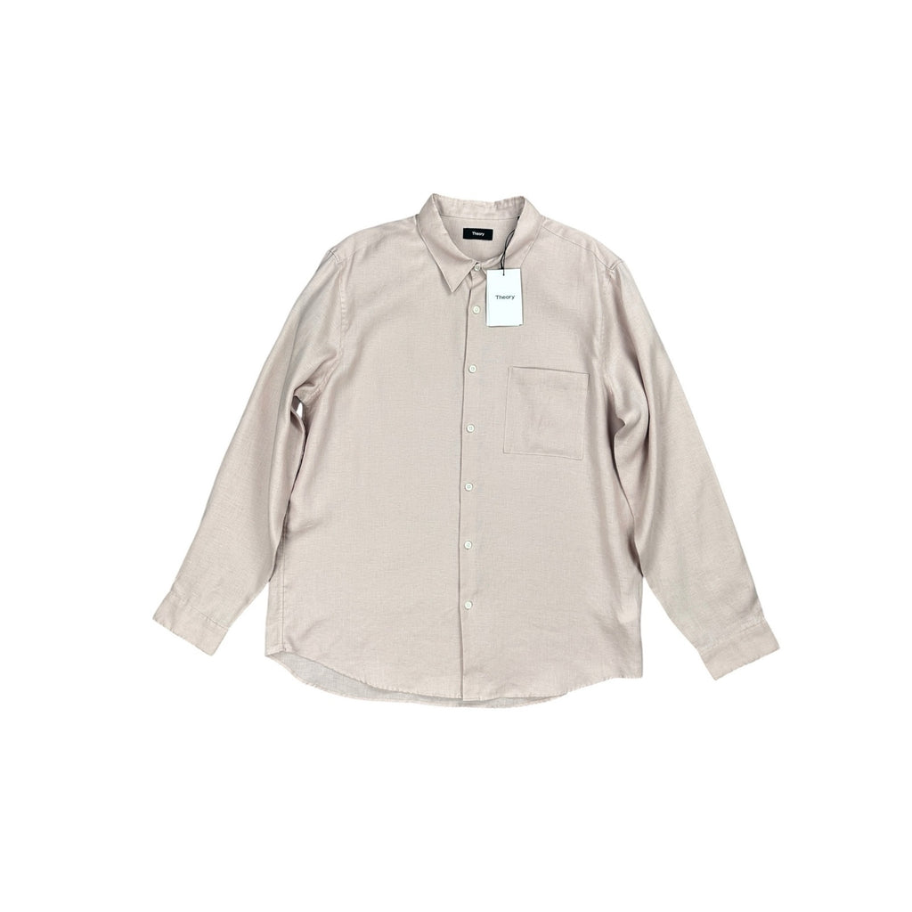 Theory Irving PA Precise Linen 2 Long Sleeve Button Down Shirt — Size 2XL