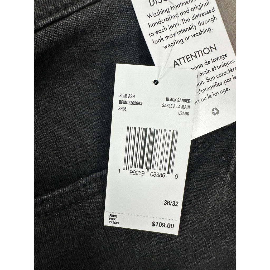 Buffalo David Bitton Ash Slim Stretch Jean in Black Sanded — Size 36x32