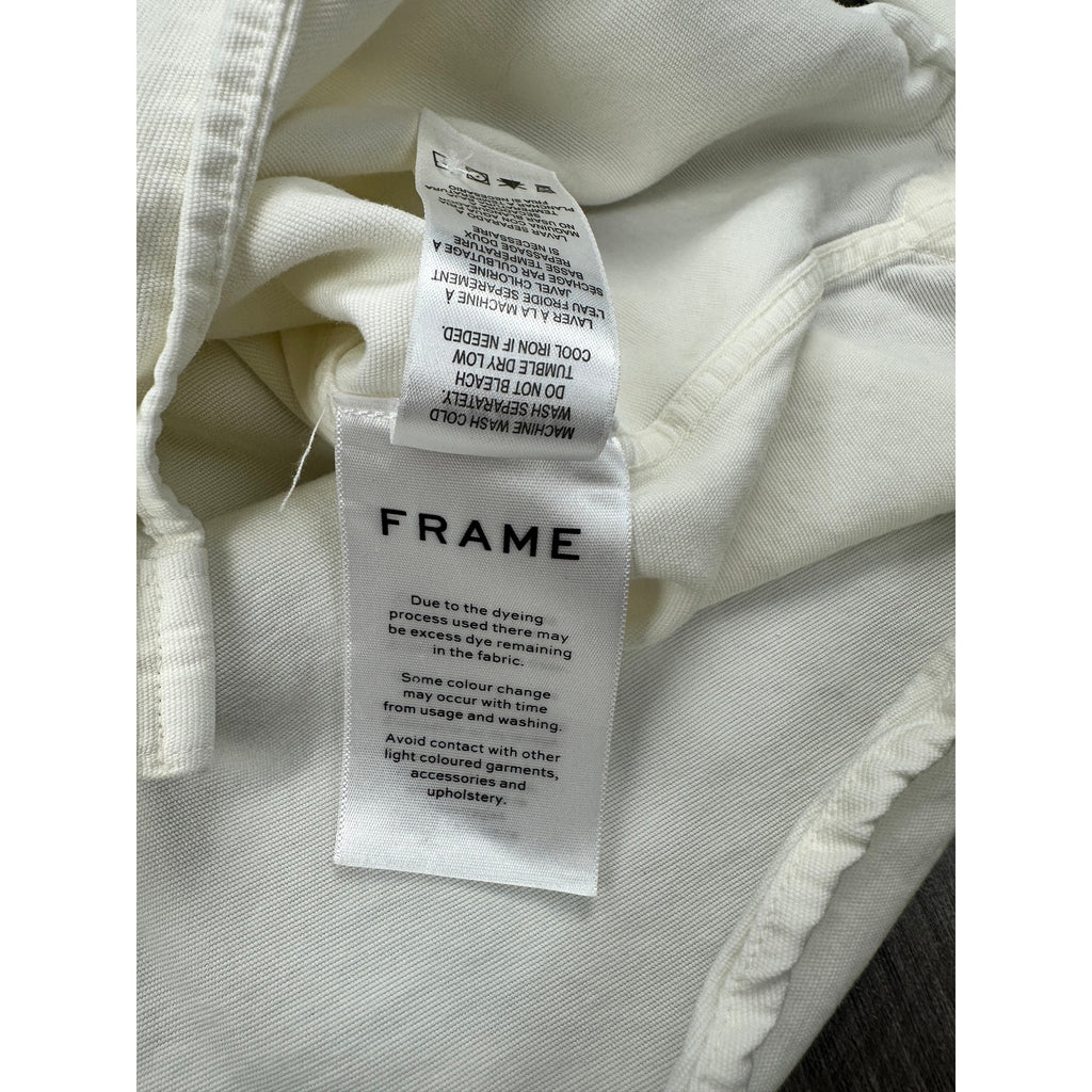 FRAME Classic Fit Tonal Blacking Shirt in Light Cream, Off White — Size XL // Preowned