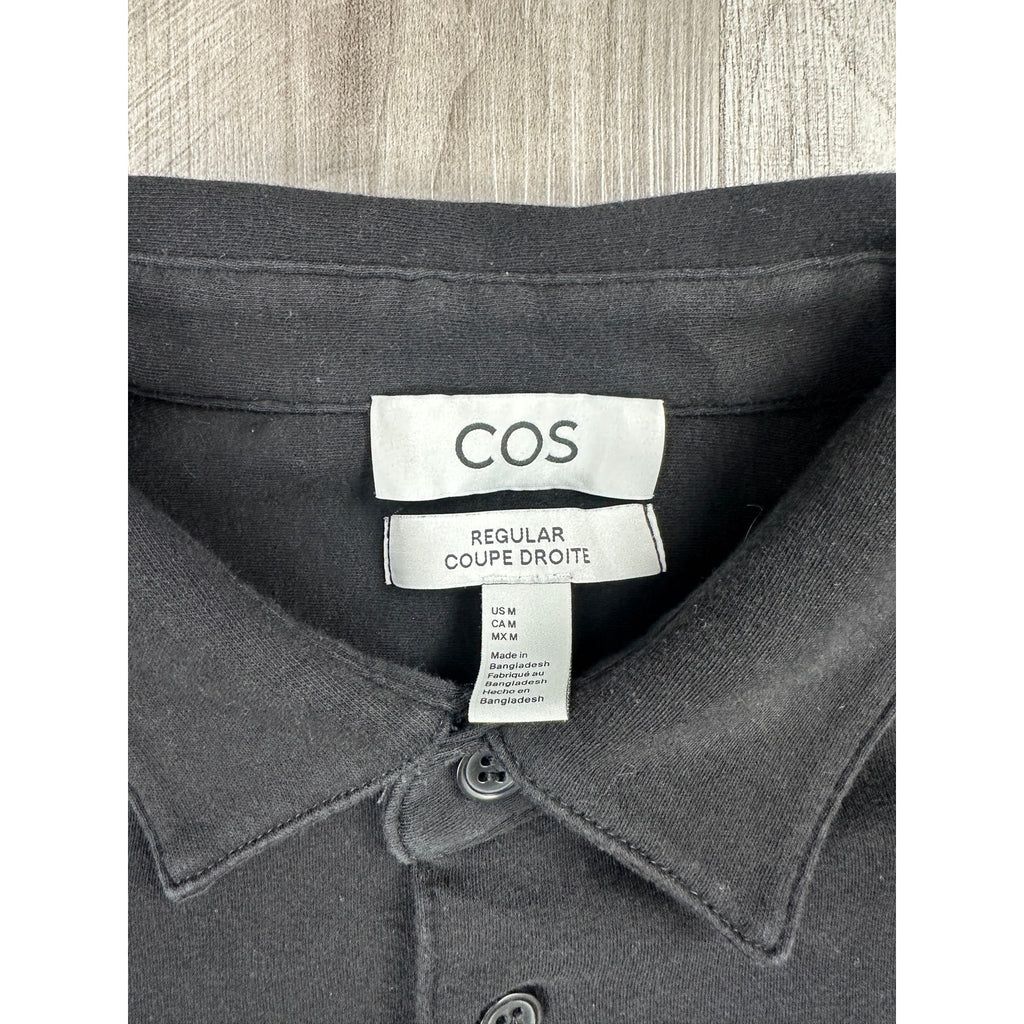 COS Regular Fit Stretch Jersey Long Sleeve Shirt in Black — Size Medium // Preowned