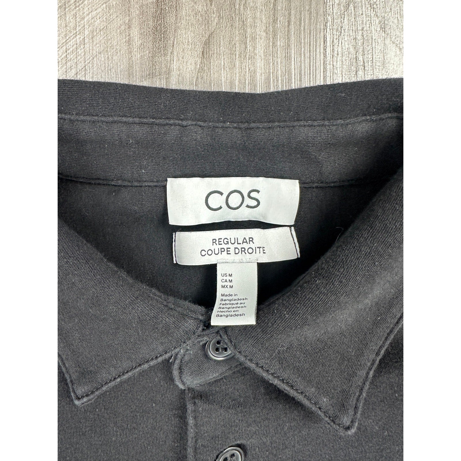 COS Regular Fit Stretch Jersey Long Sleeve Shirt in Black — Size Medium // Preowned
