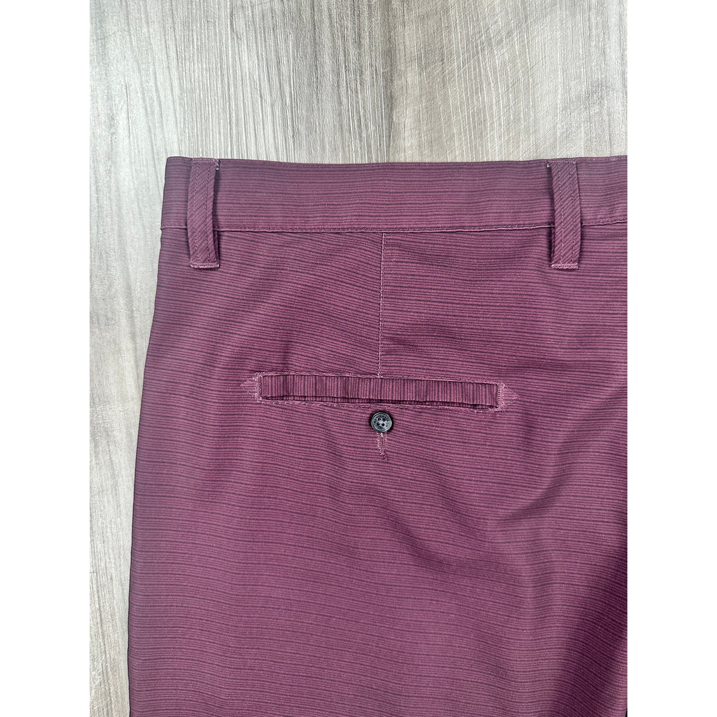 Travis Mathew Striped Golf Shorts in Maroon Black — Size 38 // Preowned
