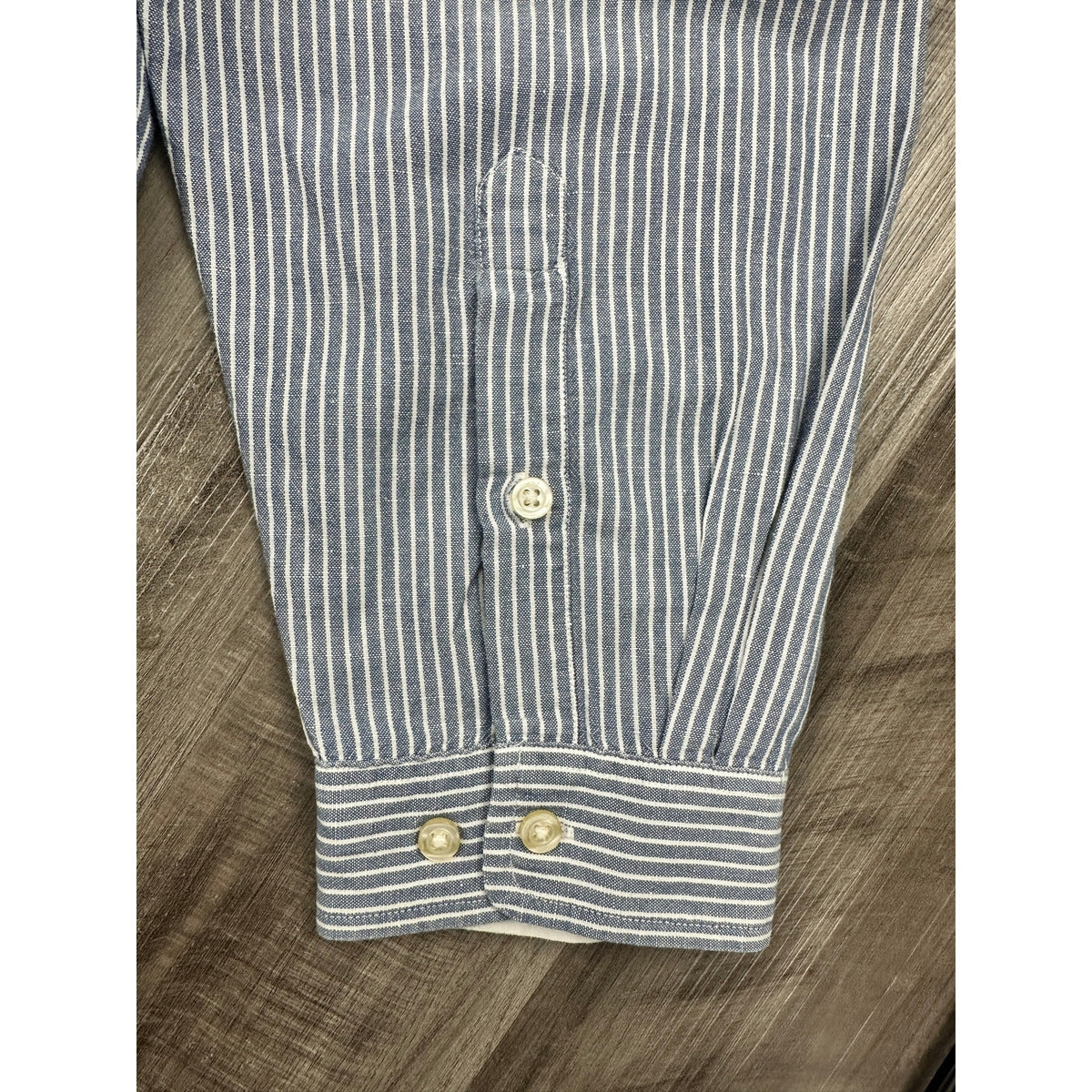 Orvis Band Collar Linen Blend Striped Long Sleeve Button Down Shirt — Size 2XL // Preowned