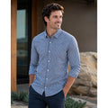 Mizzen+Main Leeward Trim Fit Performance Plaid Long Sleeve Button Down in Navy Red White — Size Medium // Preowned