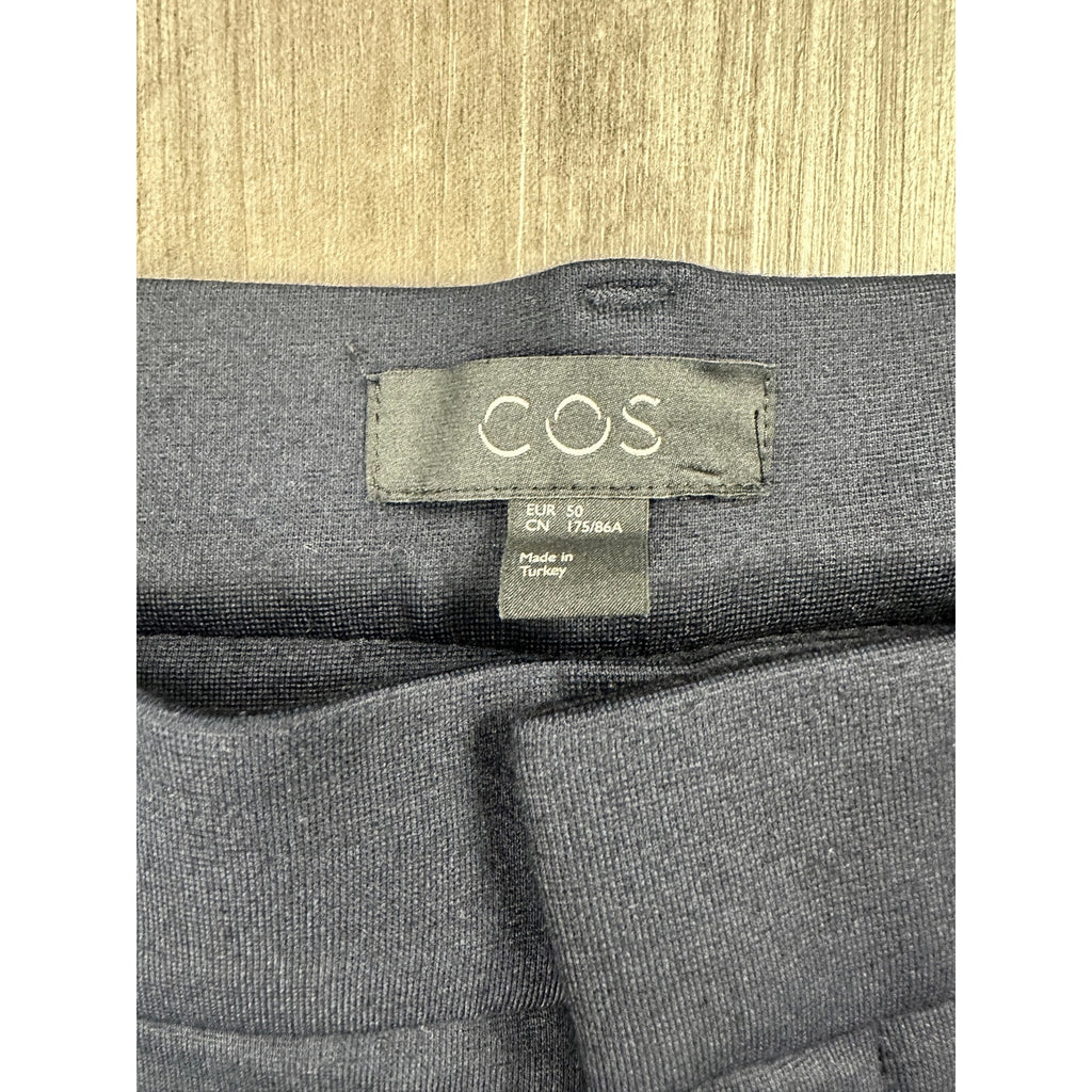 COS Slim Tapered Viscose Blend Ankle Zip Trousers in Navy — Size 50 (US 34R) // Preowned