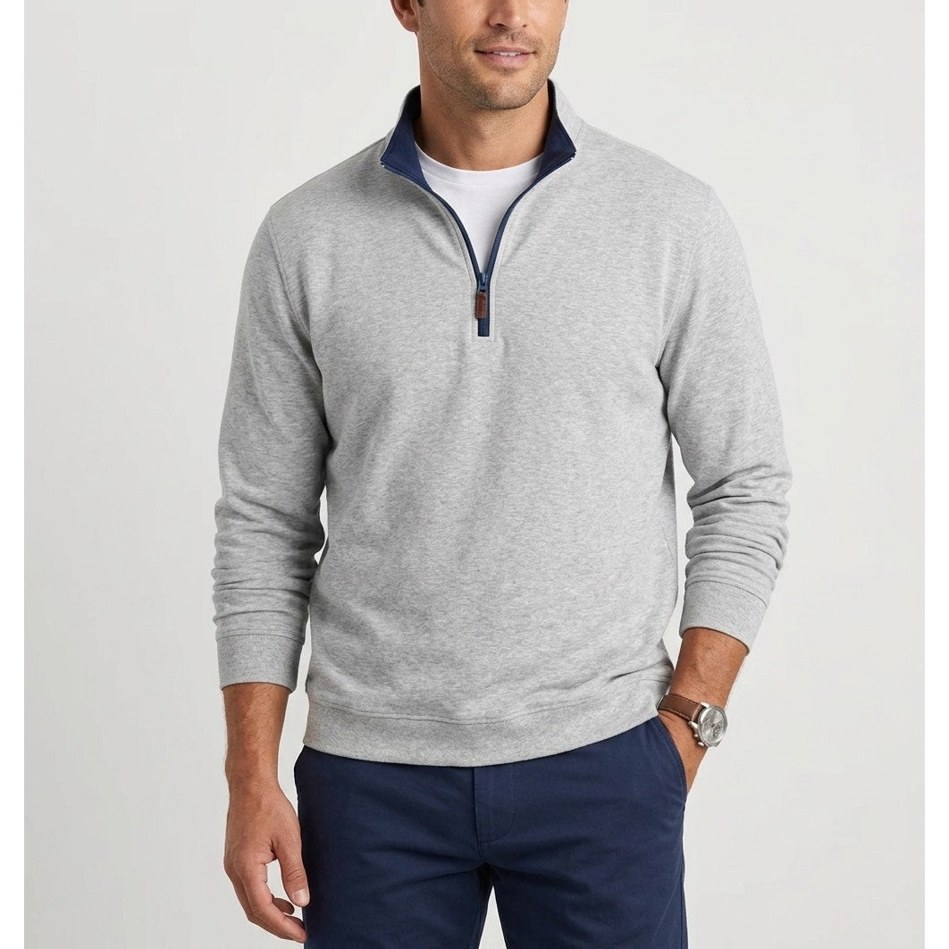 Johnnie-O Sully Light Gray Quarter Zip Pullover - 4XB