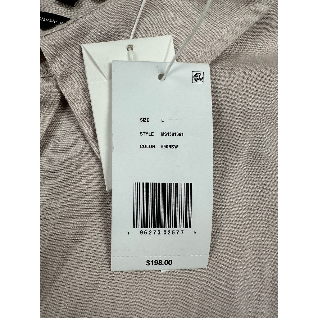 Vince Linen Classic Fit Short Sleeve Shirt in Rosewater — Size Large