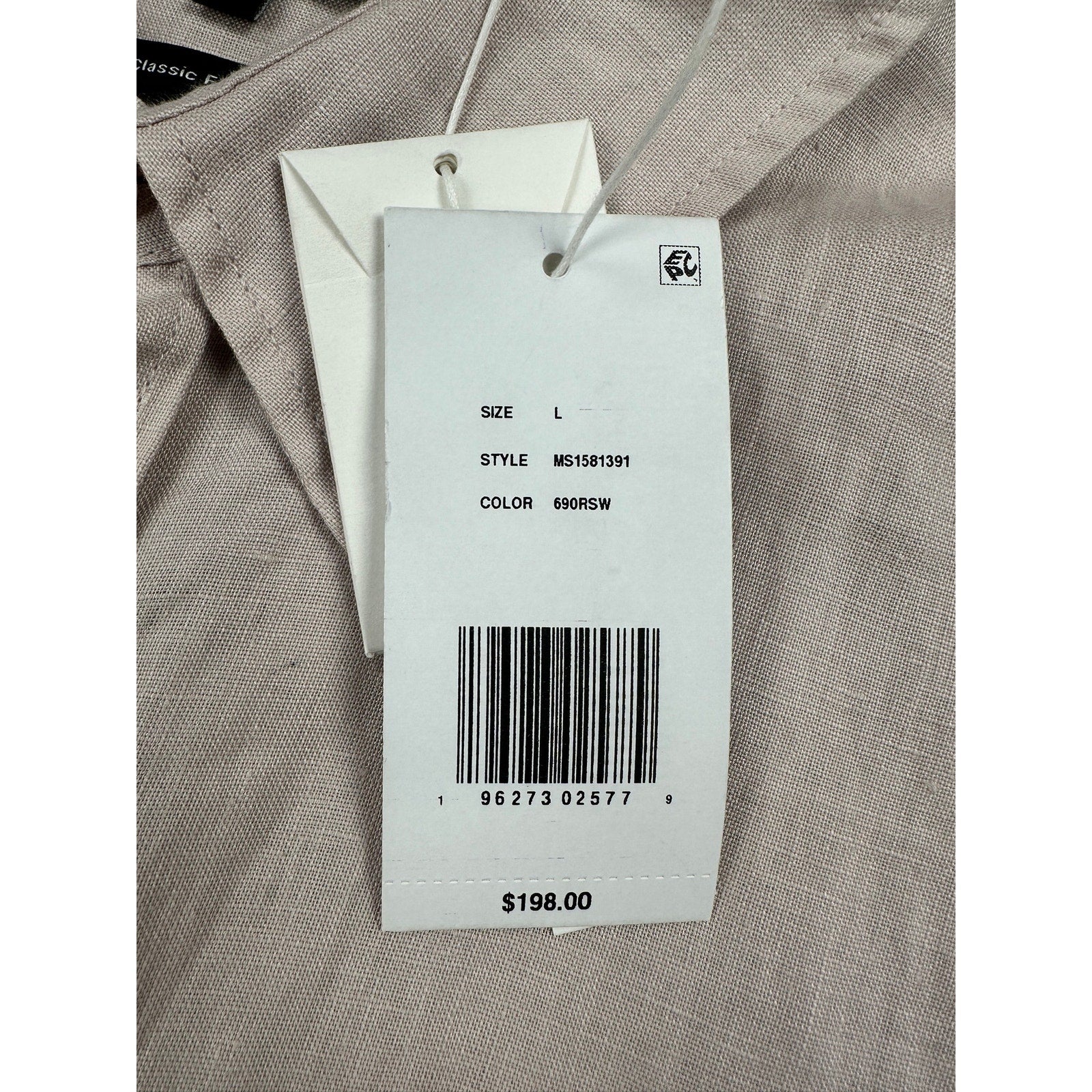 Vince Linen Classic Fit Short Sleeve Shirt in Rosewater — Size Large