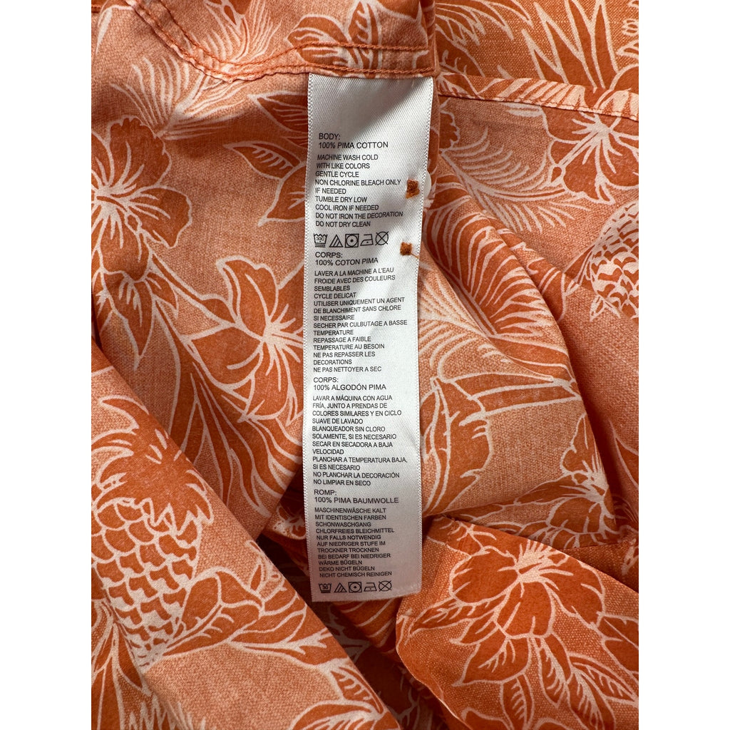Tommy Bahama Texas Longhorns Hawaiian Cotton Short Sleeve Camp Shirt in Orange, White — Size 2XL // Preowned