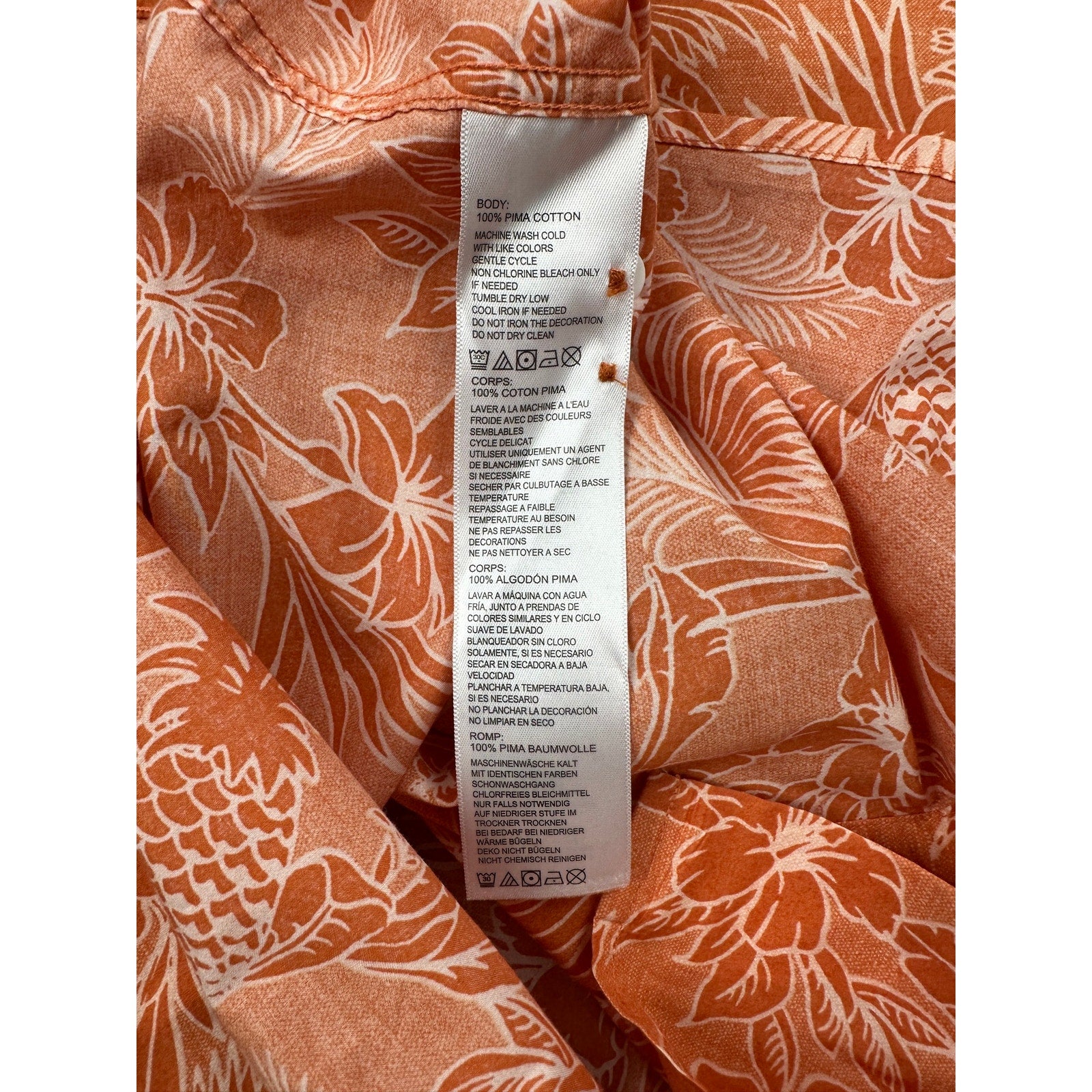 Tommy Bahama Texas Longhorns Hawaiian Cotton Short Sleeve Camp Shirt in Orange, White — Size 2XL // Preowned