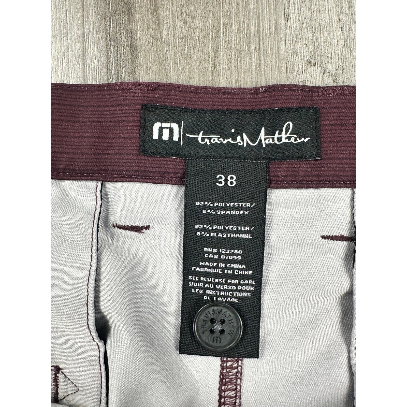 Travis Mathew Striped Golf Shorts in Maroon Black — Size 38 // Preowned