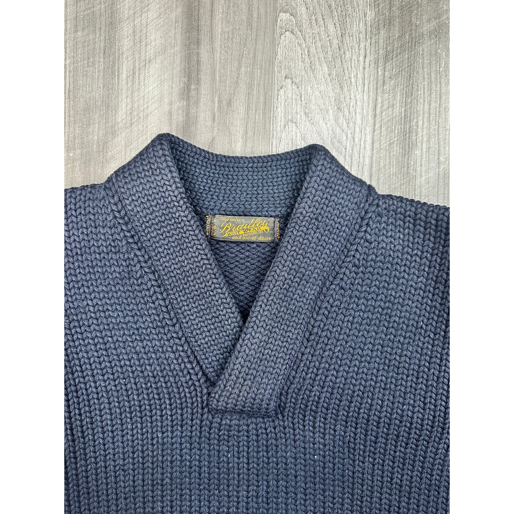 Bradley Knit Wear Vintage 1920s-30s Wool Shawl Collar Striped Varsity Athletic Sweater — Size Small // Preowned