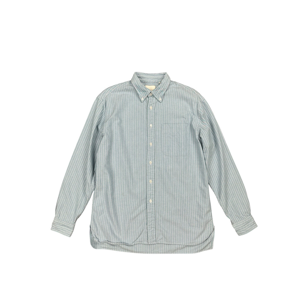 JW Anderson x UNIQLO Striped Oxford Oversized Long Sleeve Shirt in Blue, Green, White — Size XS // Preowned
