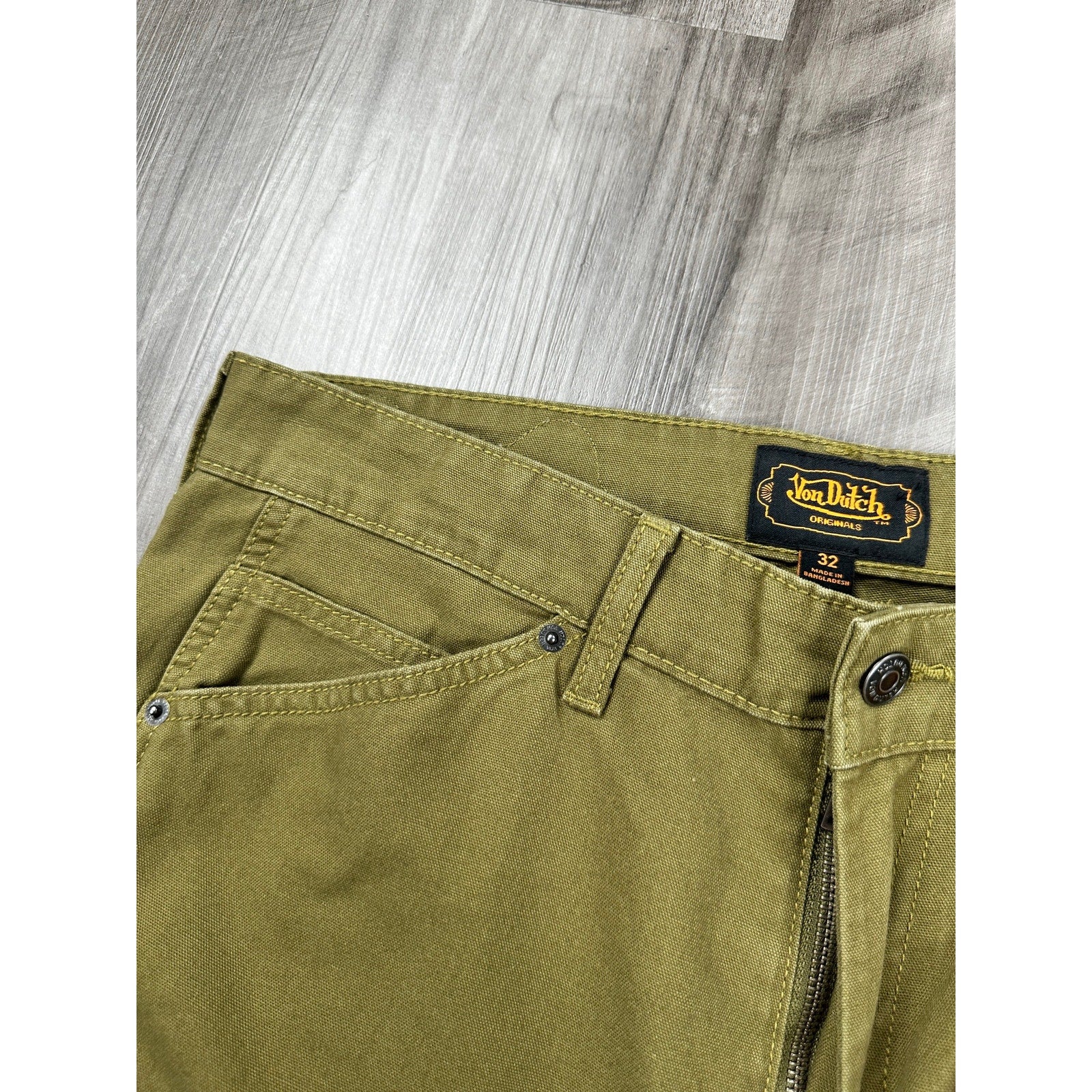 Von Dutch Straight Double-Knee Carpenter Pant in Sphagnum Green — Size 32