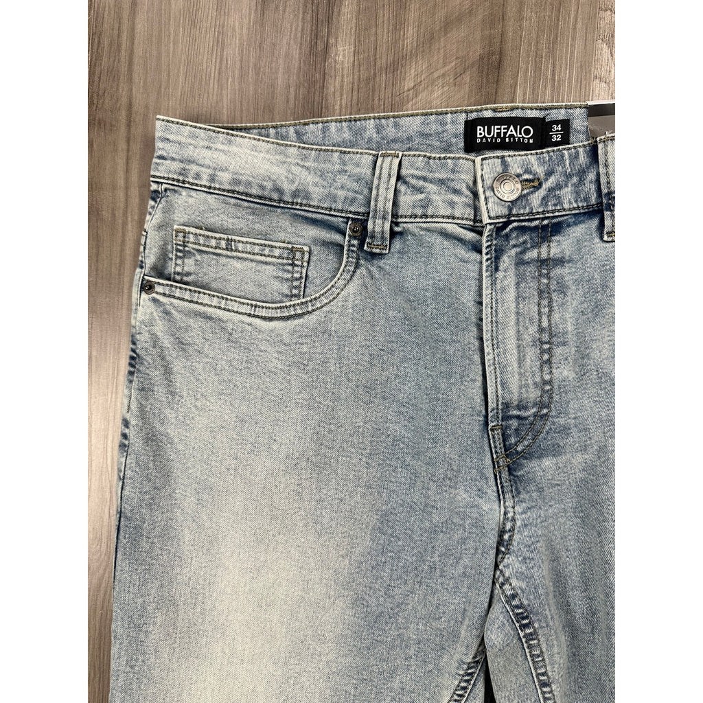 Buffalo David Bitton Ash Slim Stretch Jeans in Bleached and Blasted — Size 34x32