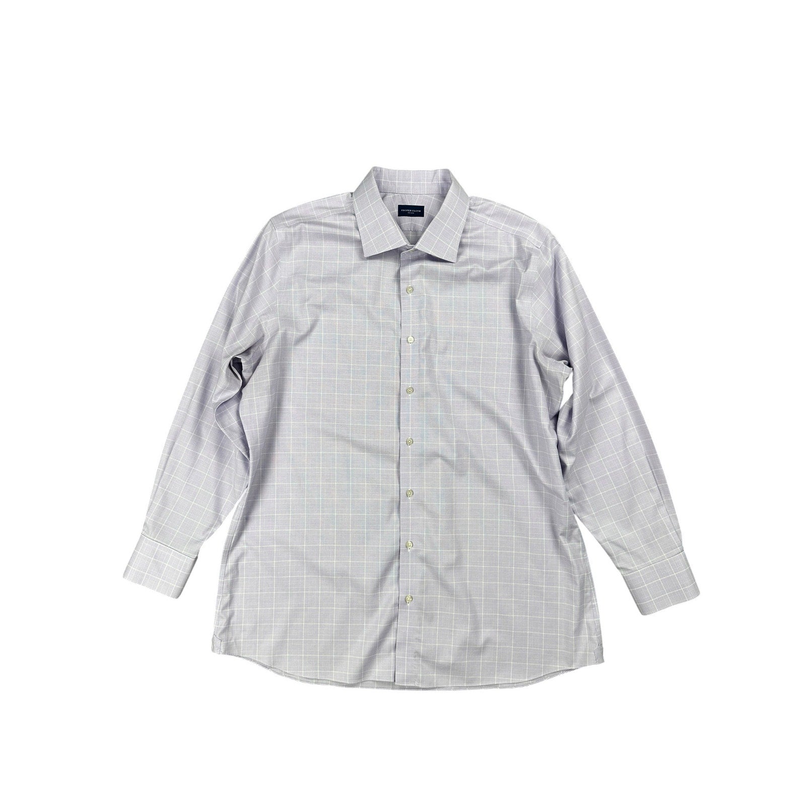 Proper Cloth Non-Iron Stretch Prince of Wales Check Twill Long Sleeve Button Down in Lavender and White — Size 3XL // Preowned