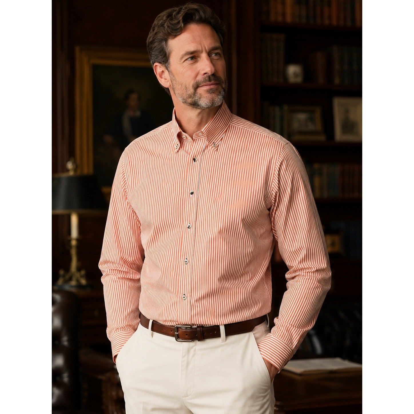 Robert Talbott Estate Trim Fit Striped Long Sleeve Button Down - Medium