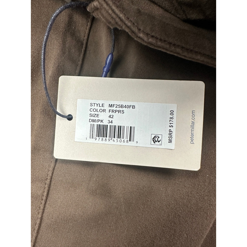 Peter Millar Signature Sateen 5 Pocket Chino Pants in French Press Brown — Size 42x34