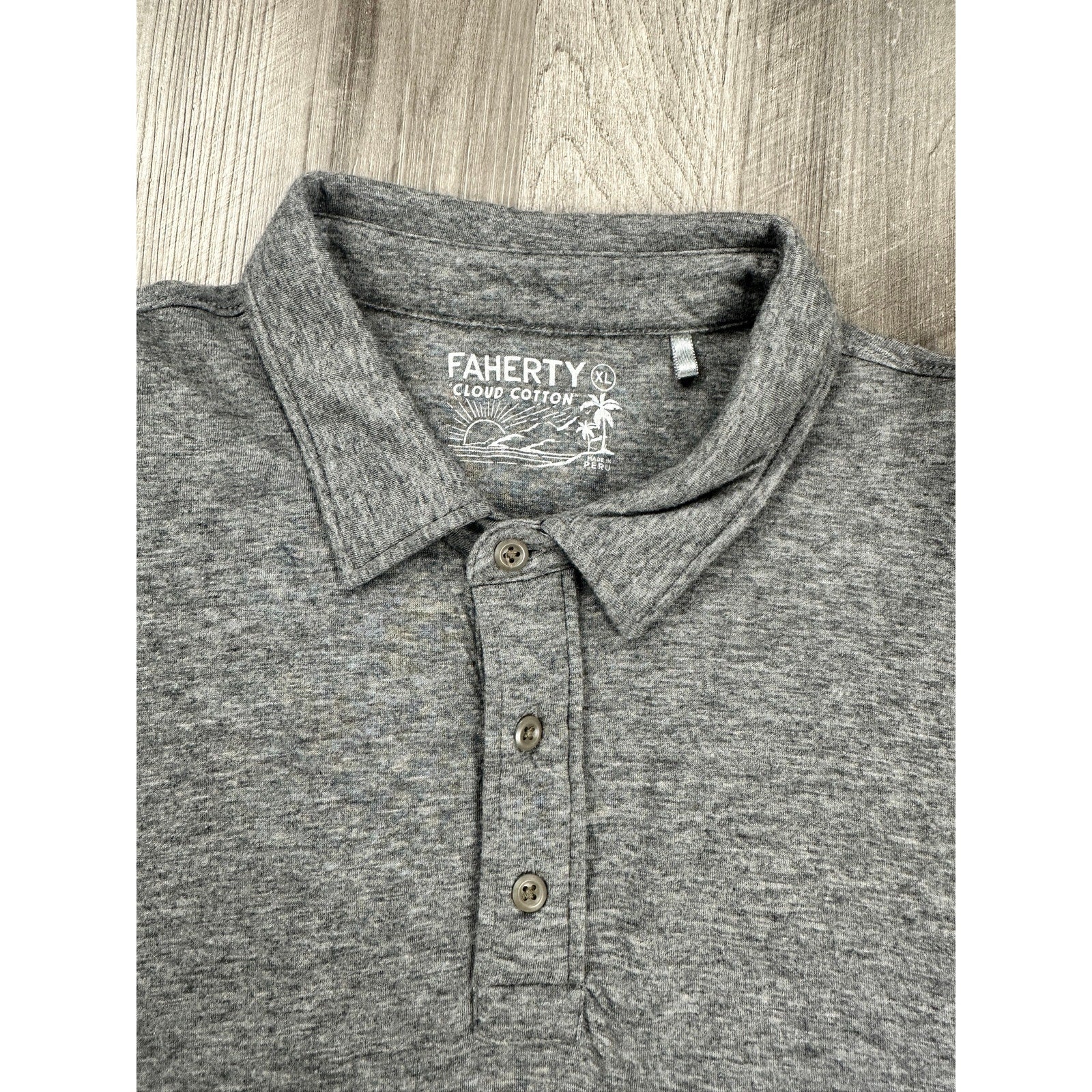 Faherty Cloud Cotton Polo in Heather Gray — Size XL // Preowned