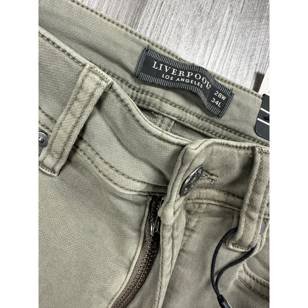 Liverpool Los Angeles Regent Relaxed Straight Stretch Jean in Pewter Green — Size 28x34