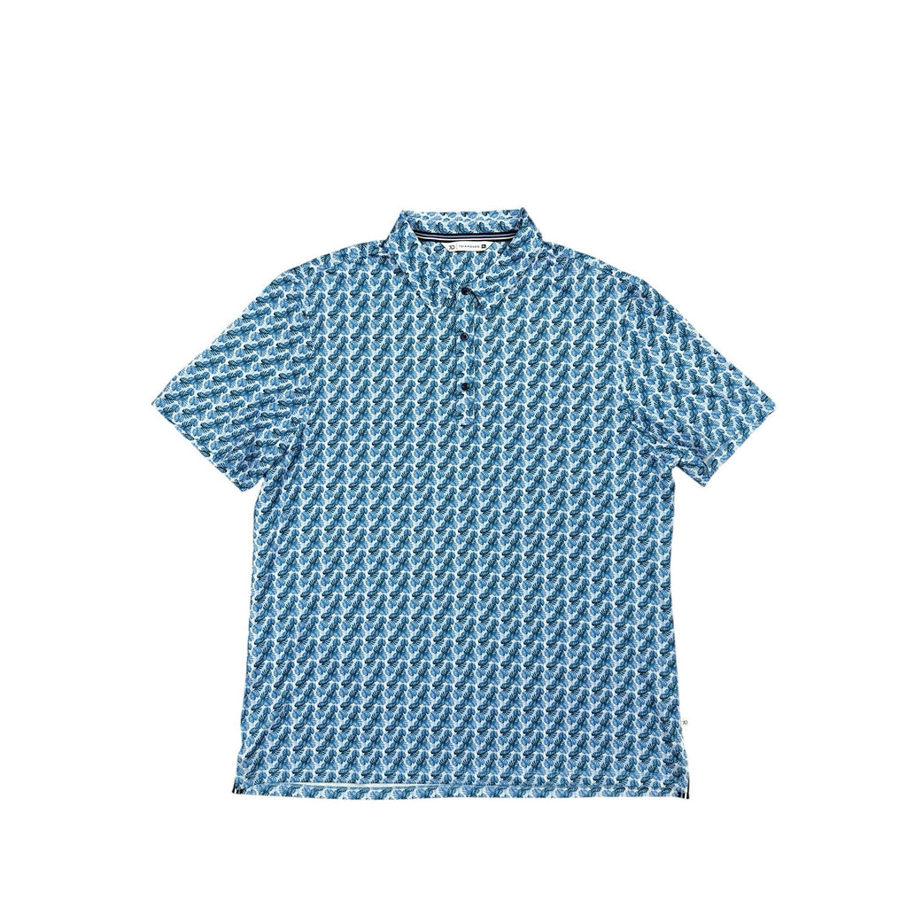 7 Diamonds Palm Leaf 4 Way Stretch Performance Jersey Polo in Blue — Size XL