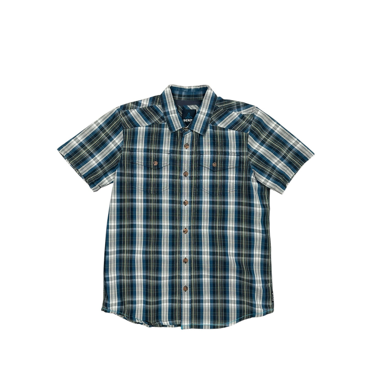 Prana Murdock Slim Fit Plaid Short Sleeve Shirt — Size Medium // Preowned