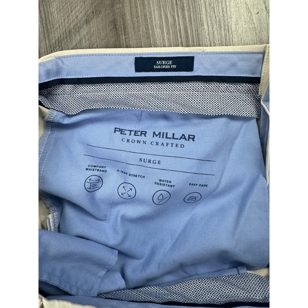 Peter Millar Surge Tailored Fit Crown Crafted Trouser Pants in Stone — Size 33x32 // Preowned