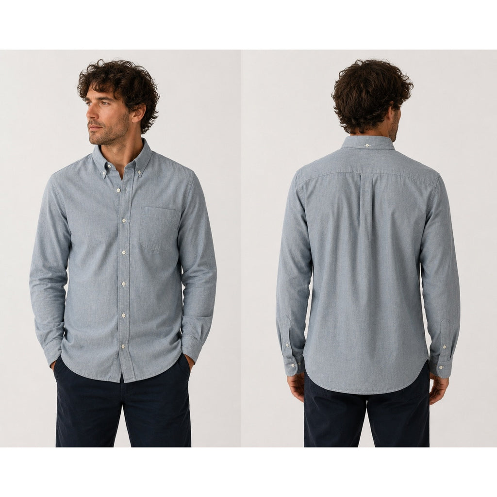 Buck Mason Japanese Chambray Long Sleeve Shirt in Blue — Size Medium