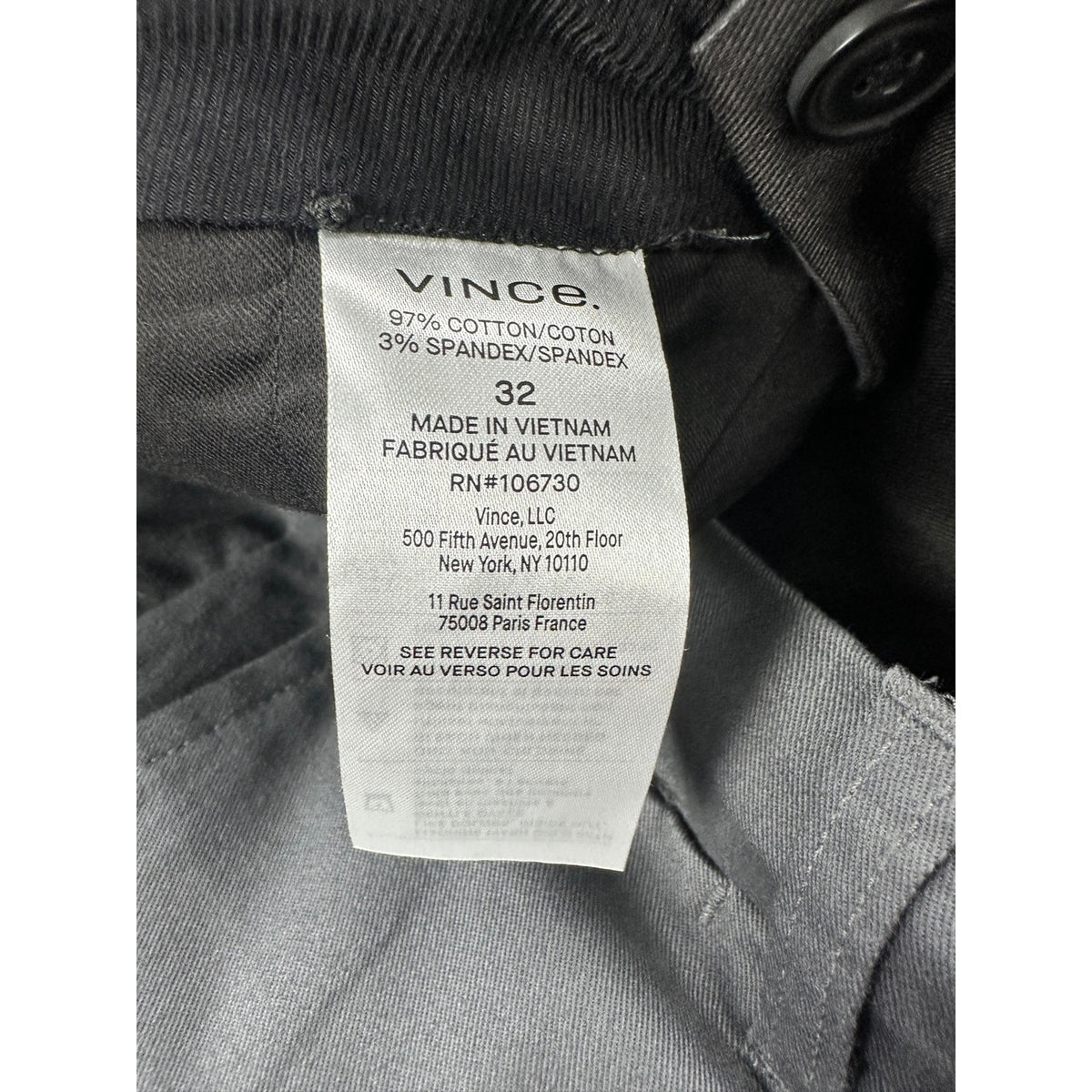 Vince The Griffith Slim Fit Cotton Twill Chino Pants — Size 32