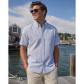 Polo Ralph Lauren Seersucker Untucked Fit Guaranteed to Wrinkle Short Sleeve Shirt in Blue, White — Size Medium