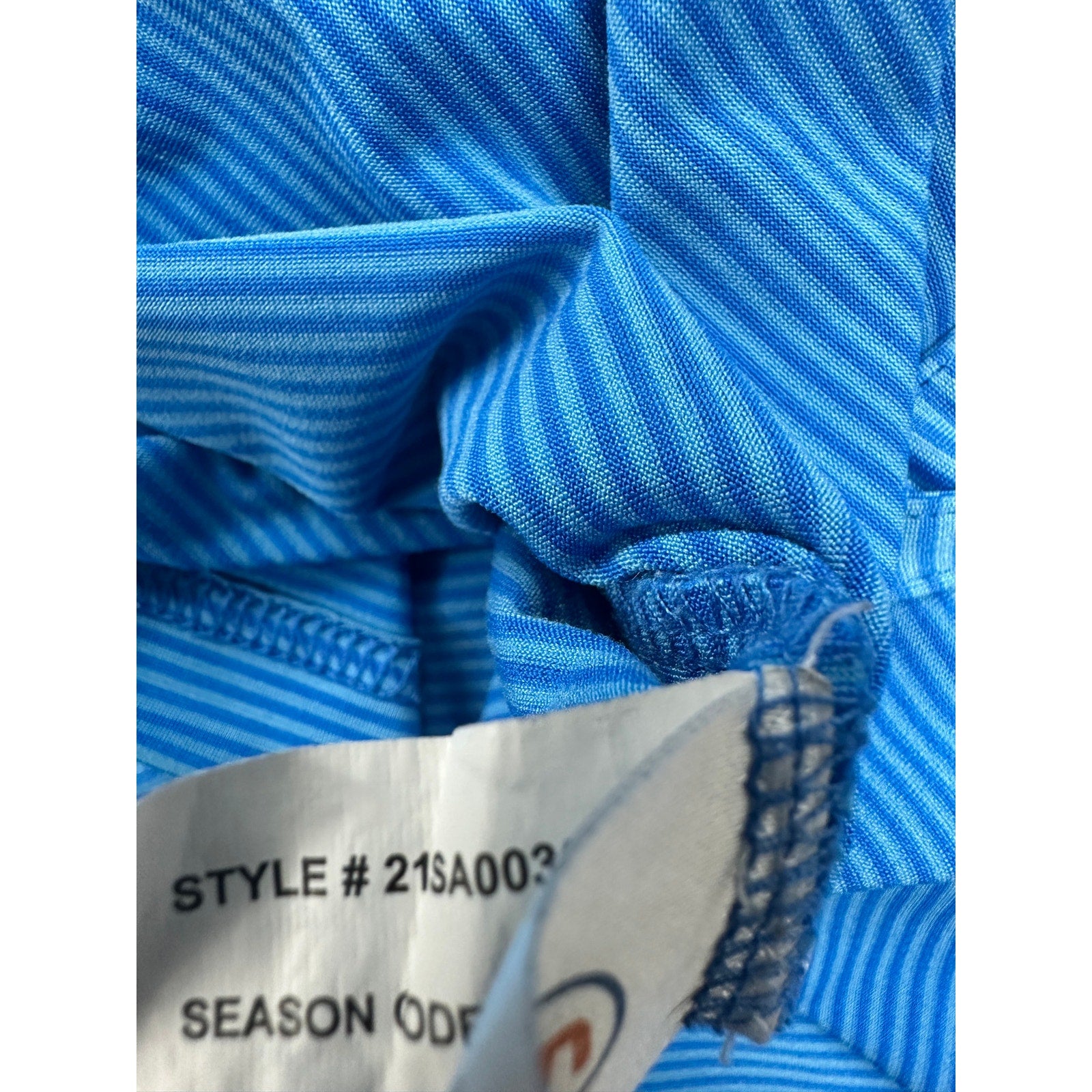 Stitch Golf Performance Striped Golf Polo in Aqua Blue — Size Large // Preowned