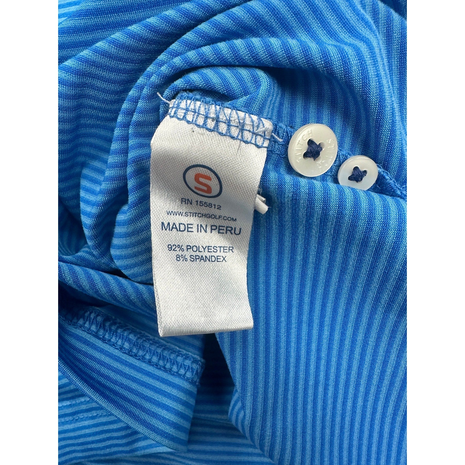 Stitch Golf Performance Striped Golf Polo in Aqua Blue — Size Large // Preowned