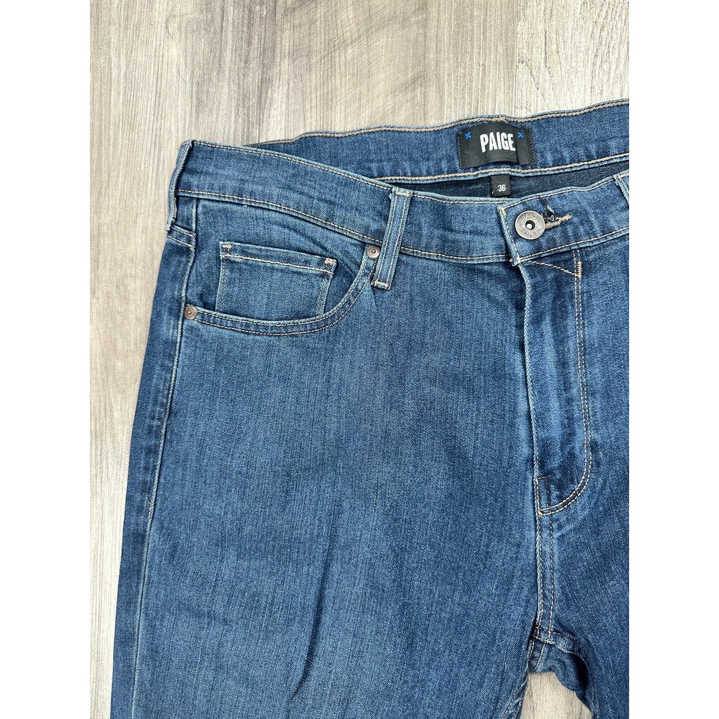 Paige Federal Slim Straight Transcend Denim Jeans in Cellar Blue — Size 36 // Preowned