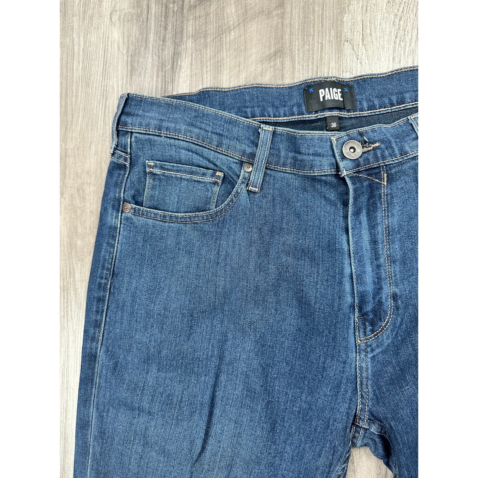 Paige Federal Slim Straight Transcend Denim Jeans in Cellar Blue — Size 36 // Preowned
