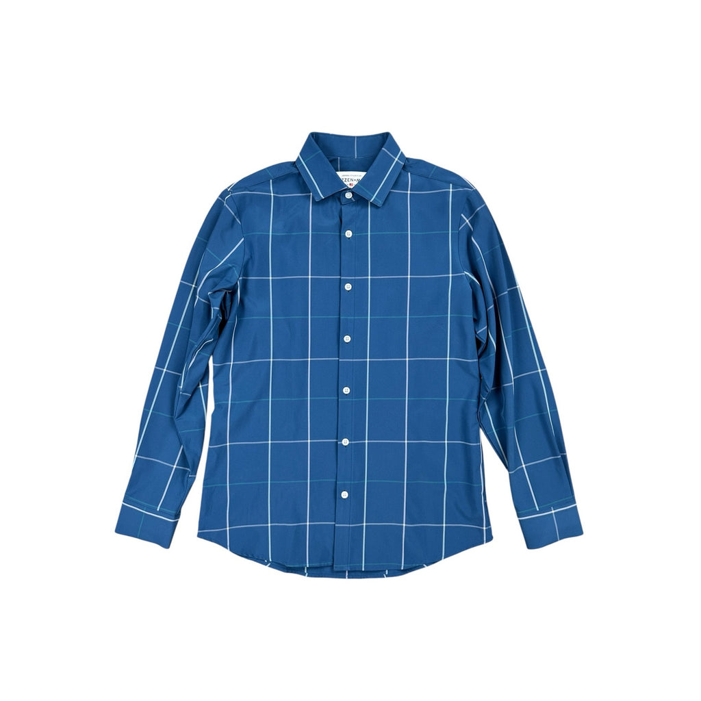 Mizzen+Main Leeward Collection Trim Fit Windowpane Long Sleeve Button Down Shirt — Size Medium // Preowned