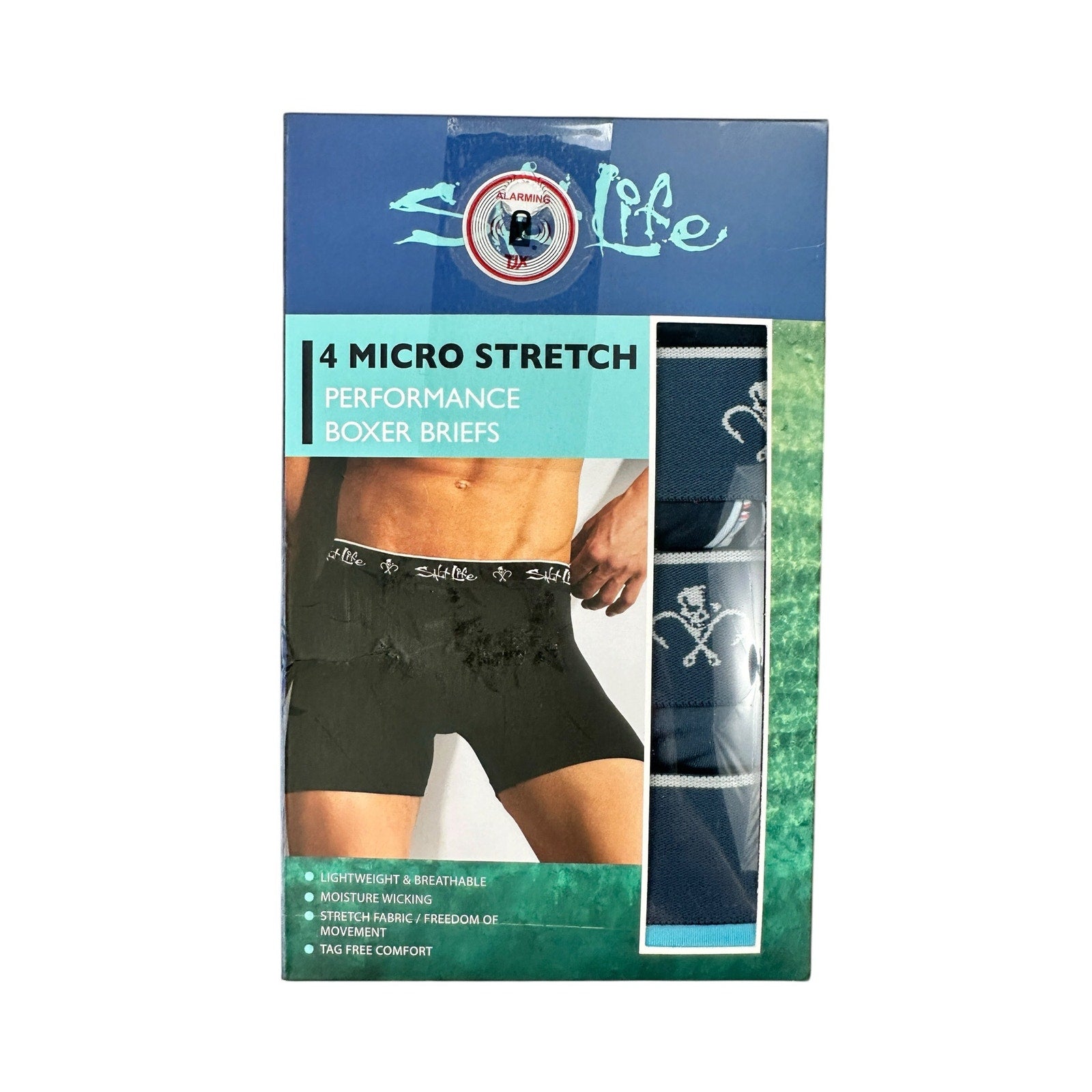 Salt Life Micro Stretch Performance Boxer Briefs 4-Pack in Envy — Size Medium