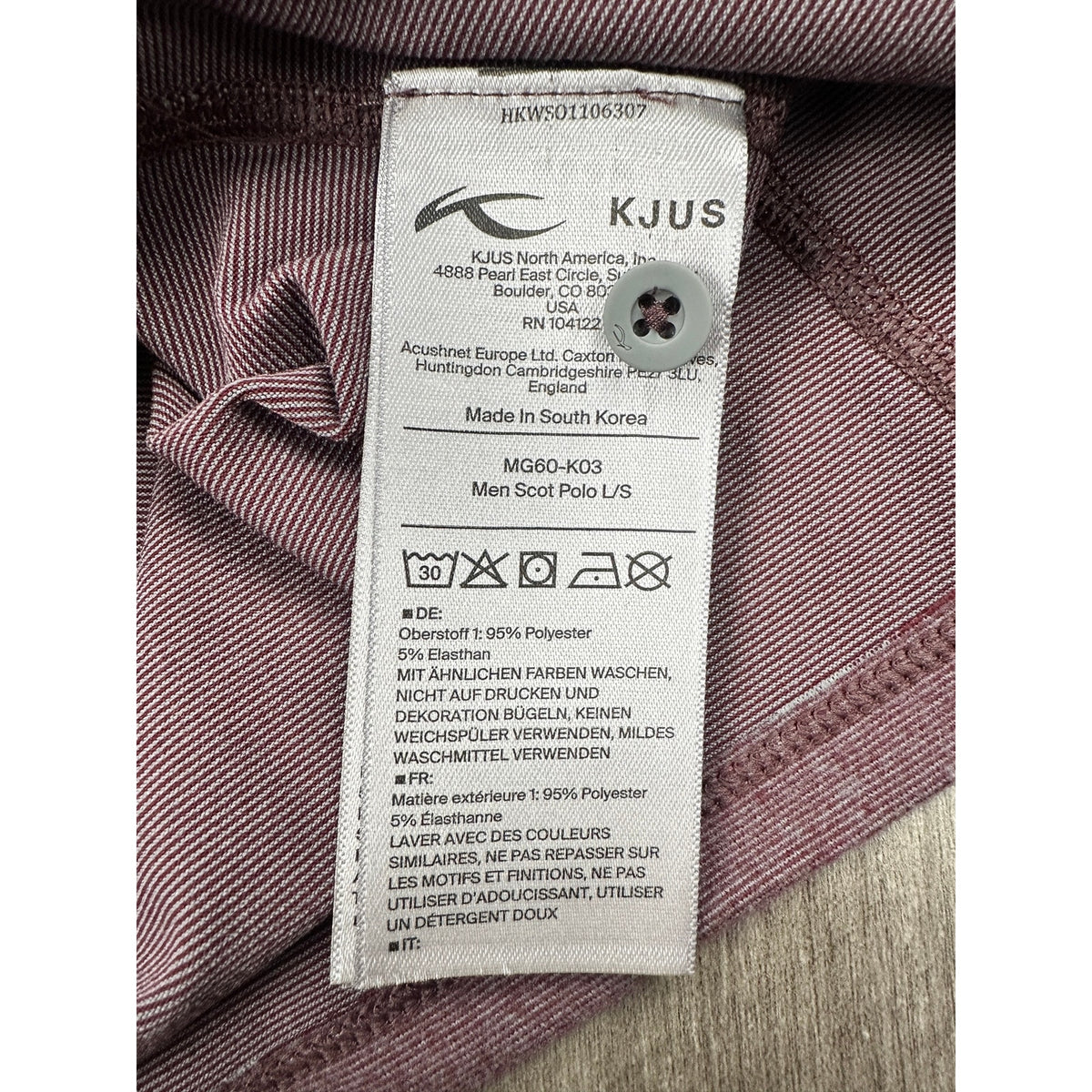 KJUS Scot Long Sleeve Golf Polo — Size 50 (Medium)
