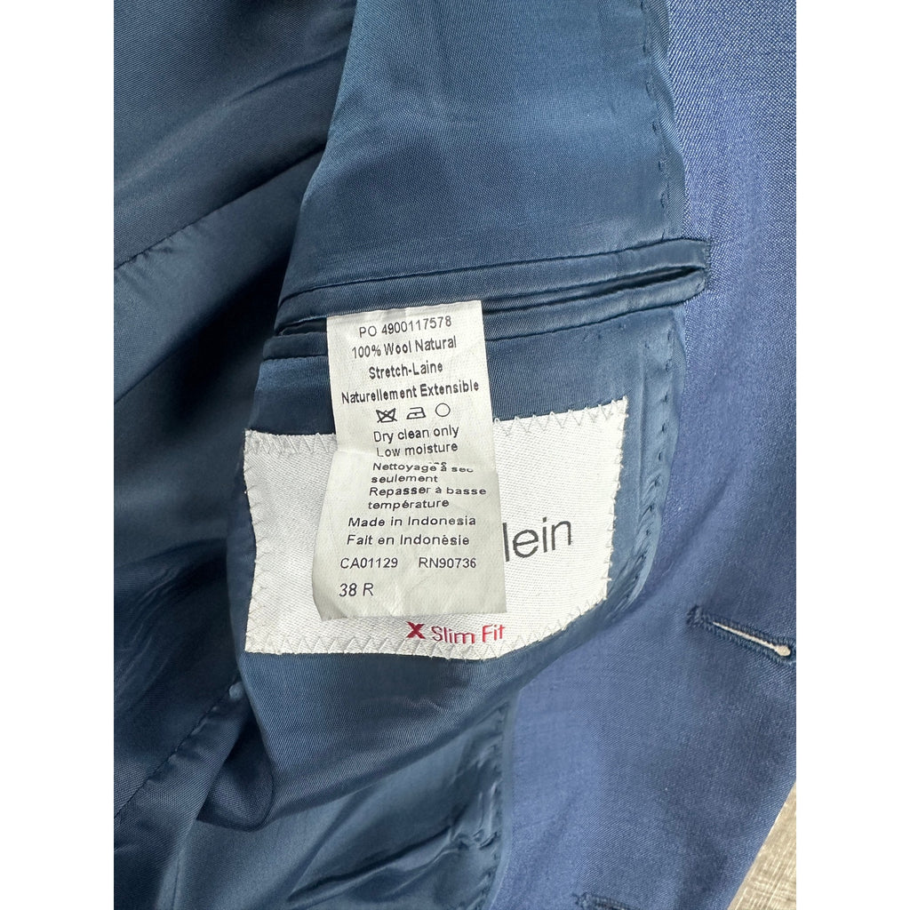 Calvin Klein X Slim Fit Stretch Three Piece Suit in Dark Blue Navy — Size 38R // Preowned