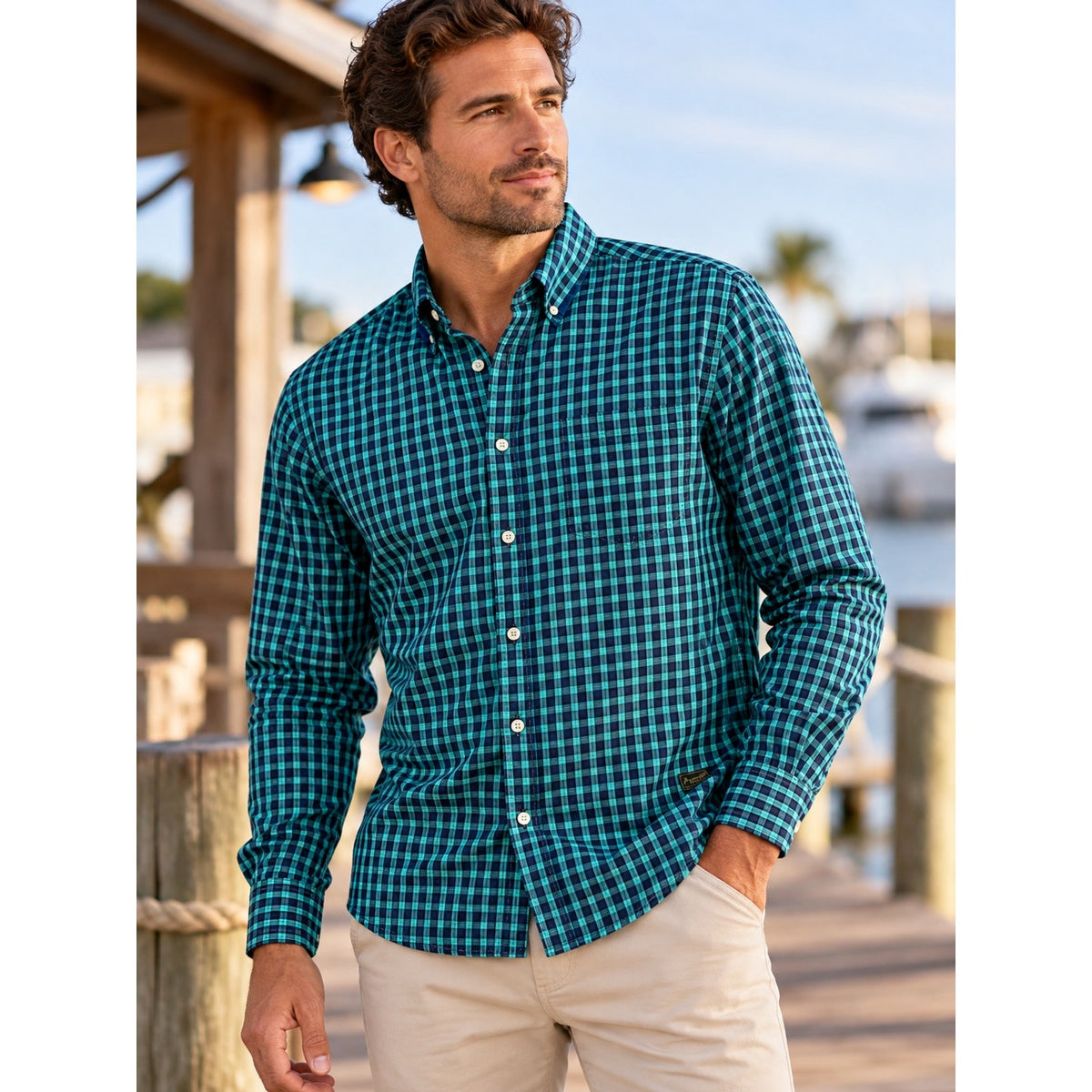 Scotch & Soda True Gentleman Plaid Long Sleeve Button Down Shirt — Size Large // Preowned