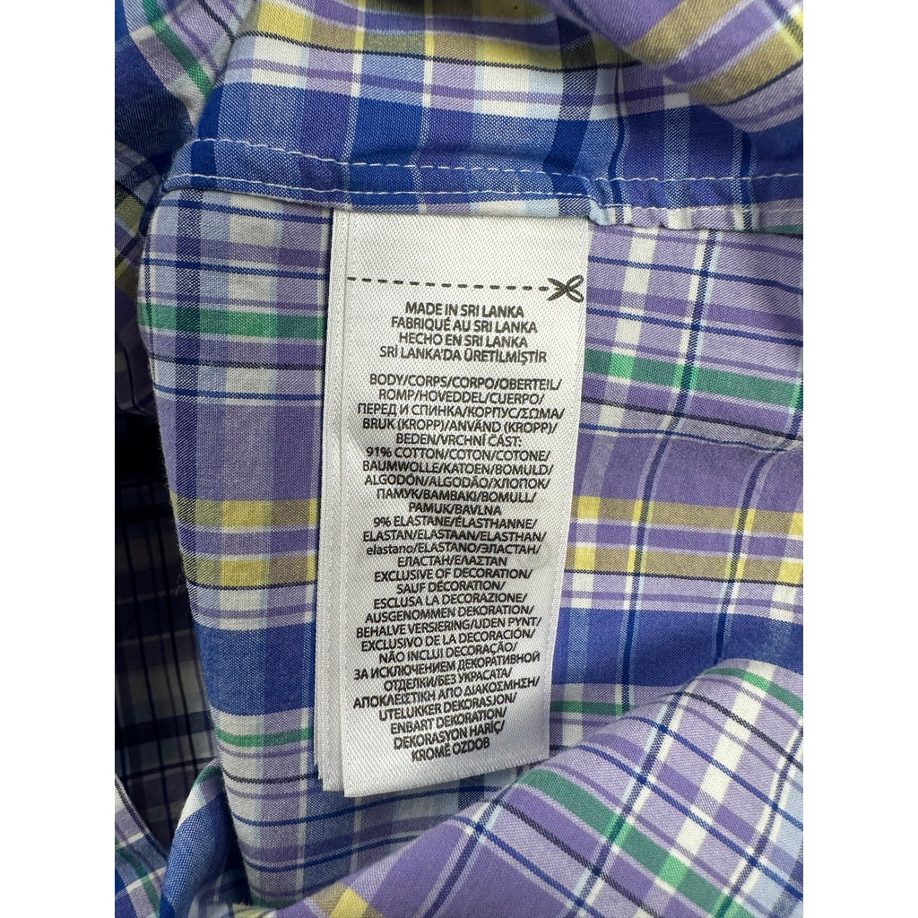 Polo Ralph Lauren Classic Fit Plaid Long Sleeve Button Down in Purple Blue Yellow Green White — Size Small // Preowned