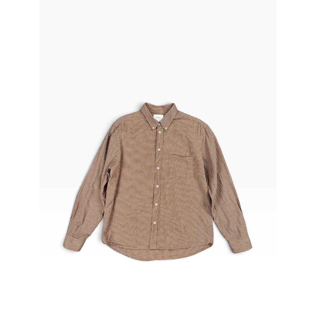 Billy Reid Tuscumbia Standard Fit Windowpane Check Long Sleeve Shirt in Brown, Cream — Size Large // Preowned