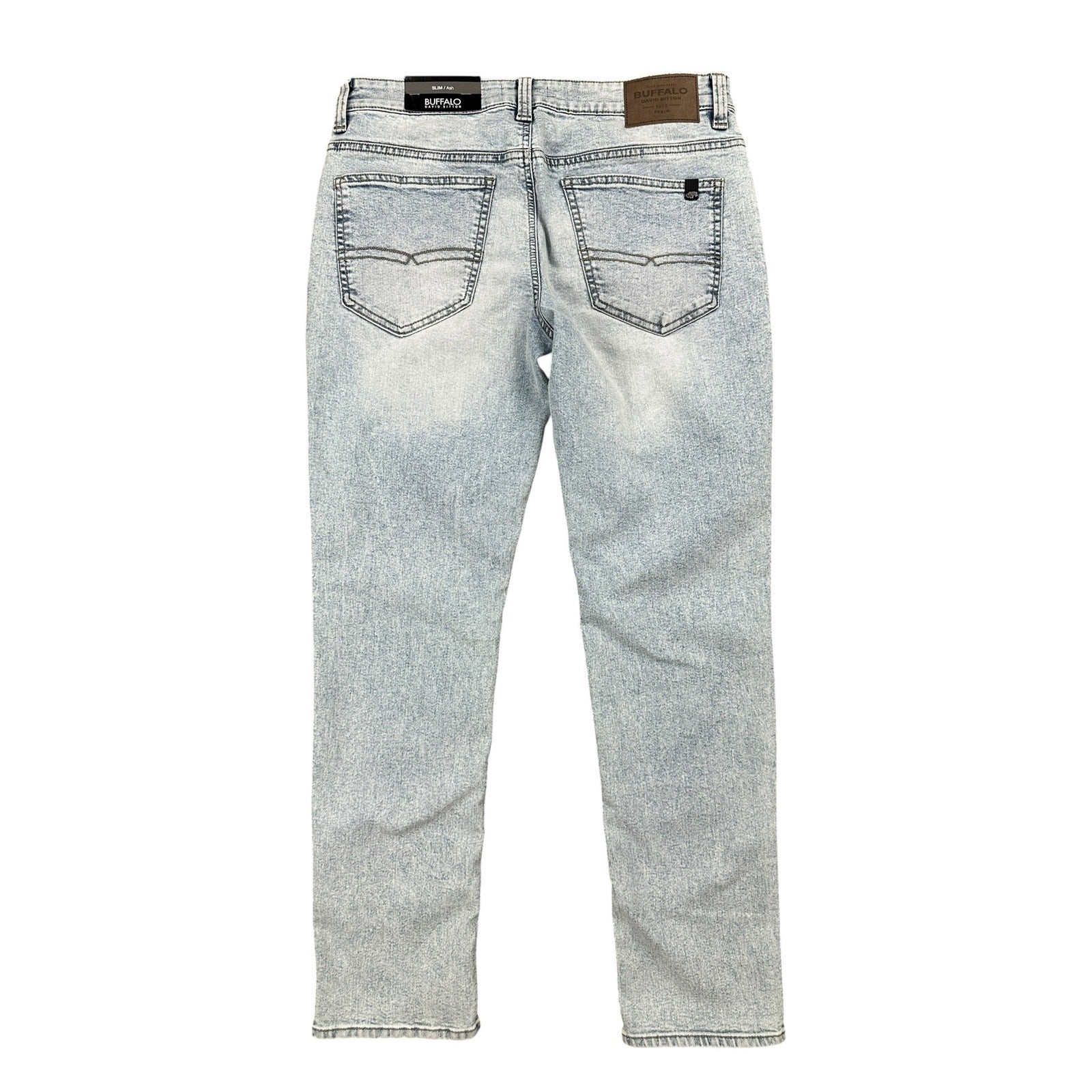 Buffalo David Bitton Ash Slim Fit Stretch Jean in Bleached and Blasted — Size 32x30