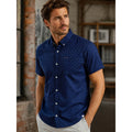 7 Diamonds Systematic Fit Short Sleeve Button Down in Navy Red — Size Medium // Preowned