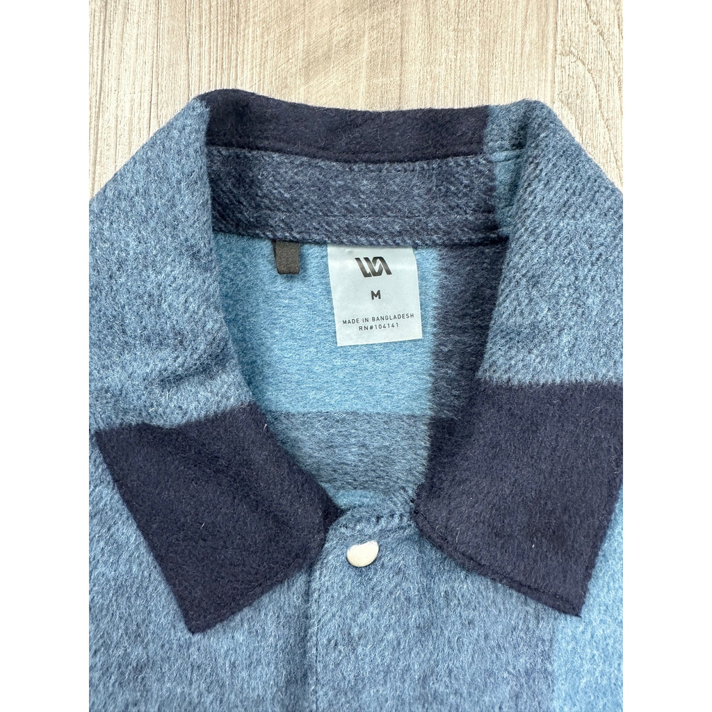 VRST Wool Blend Plaid Shirt Jacket Shacket in Navy Blue Checkered — Size Medium // Preowned